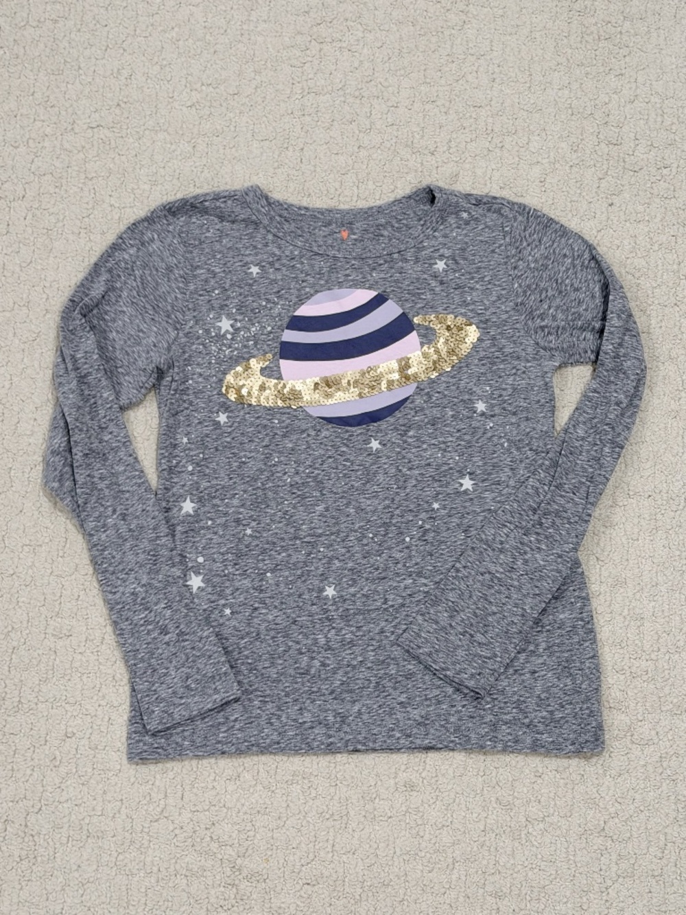 Kids Crewcuts Sequin Graphic Planet Long Sleeve Tee Size Large (10-11)